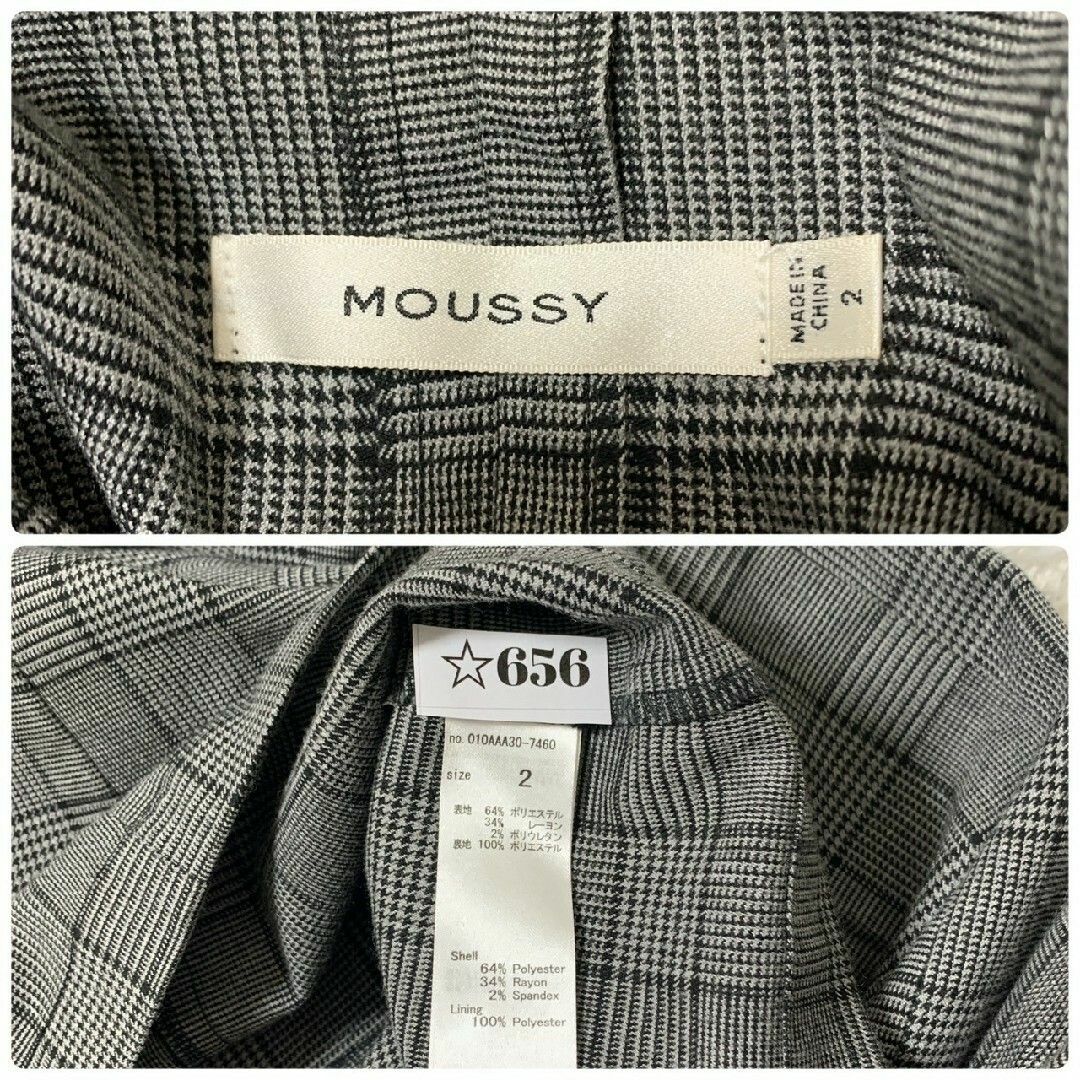 moussy(マウジー)のマウジー　テーラードジャケット　M　グレー　チェック　オフィスカジュアル レディースのジャケット/アウター(テーラードジャケット)の商品写真