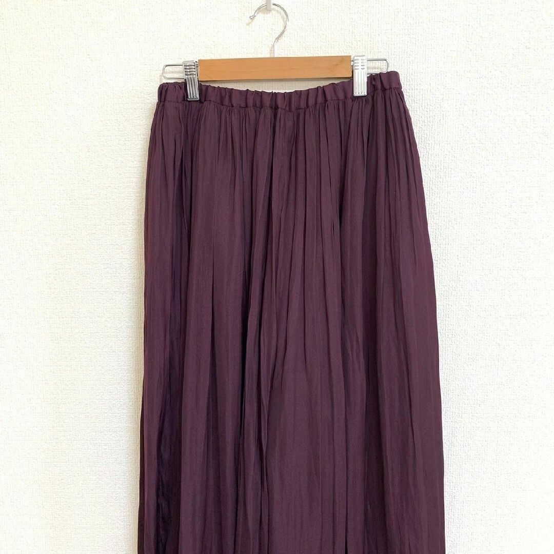 LEPSIM(レプシィム)のレプシィム M フレアスカート きれいめコーデ ギャザー パープル ロング丈 レディースのスカート(ロングスカート)の商品写真
