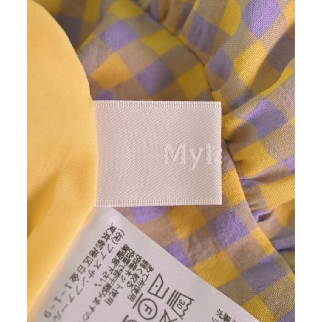 MyLanka ロング・マキシ丈スカート 38(M位) 黄x紫(チェック) 【古着】【中古】 レディースのスカート(ロングスカート)の商品写真