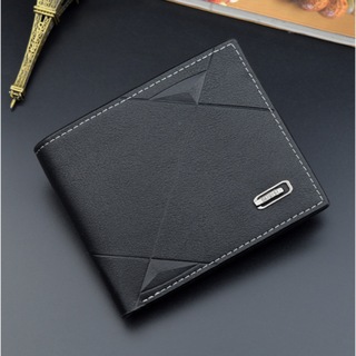 ミニ財布 二つ折り コインIDショートウォレットカジュアル PUレザー メンズ(折り財布)