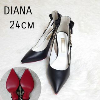 ダイアナ(DIANA)の【極美品】DIANA ダイアナ　パンプス　黒　レッドソール　ポインテッドトゥ(ハイヒール/パンプス)