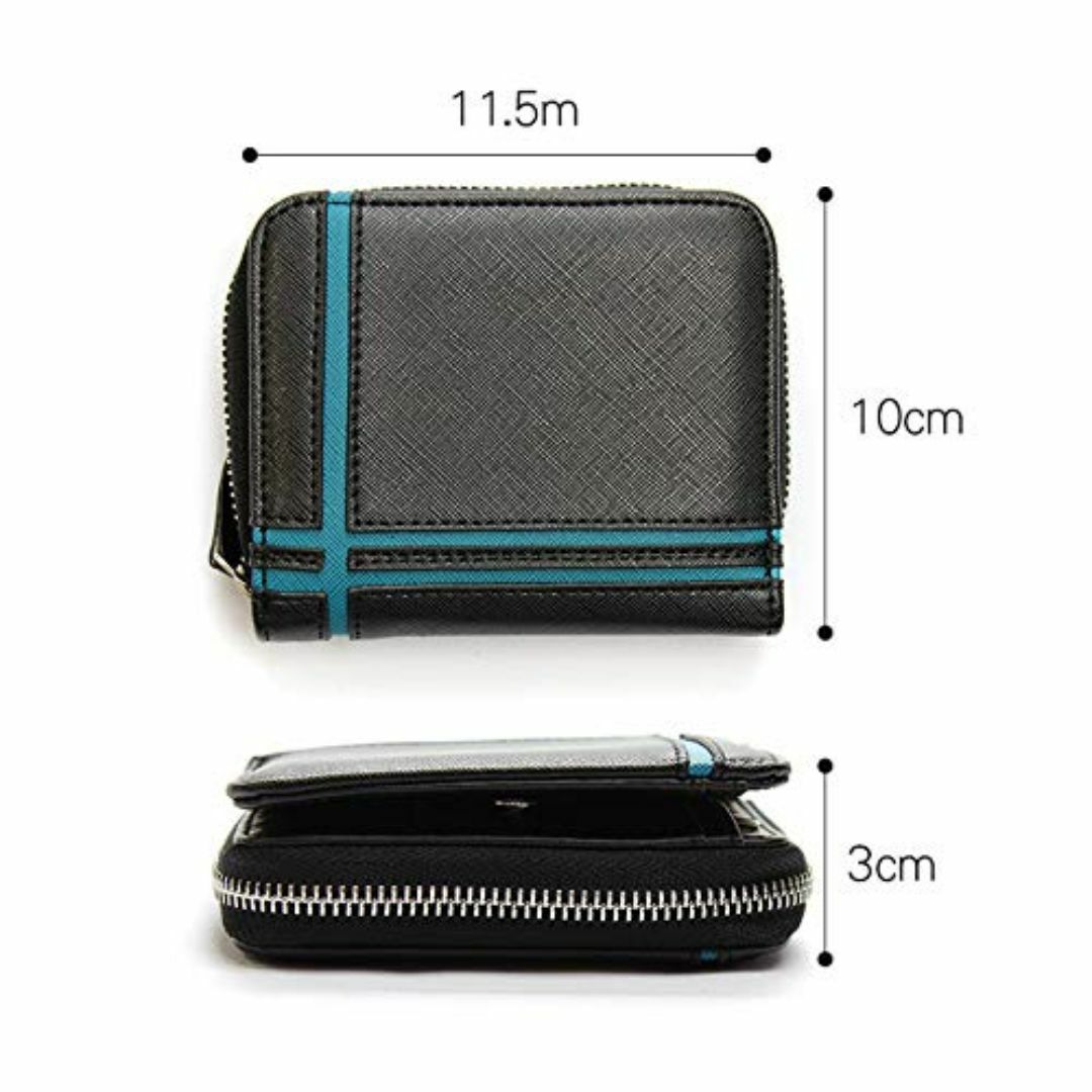 【色: ブラック/ブルー】[デイライト] 財布 メンズ 二つ折り財布 PUレザー メンズのバッグ(その他)の商品写真