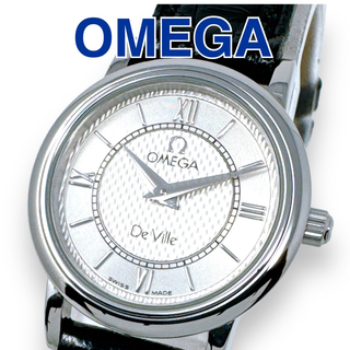 オメガ(OMEGA)のオメガ デビル プレステージ シルバー 革ベルト ブラック クオーツ レディース(腕時計)