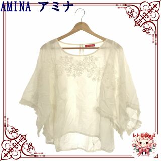 AMINA アミナ トップス シャツ ブラウス レース 半袖 裾フリンジ(シャツ/ブラウス(半袖/袖なし))