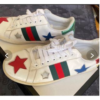 グッチ(Gucci)の38 24.5 GUCCI  スニーカー  ACE レザー スター(スニーカー)