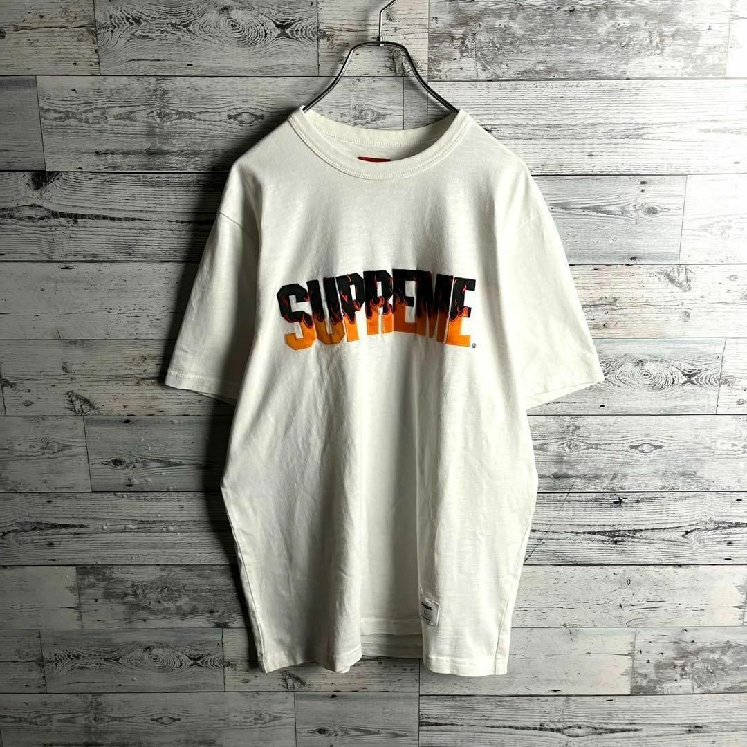 Supreme(シュプリーム)の【人気Lサイズ】シュプリーム☆センター刺繍ロゴ半袖Tシャツ 炎 ファイヤー メンズのトップス(Tシャツ/カットソー(半袖/袖なし))の商品写真