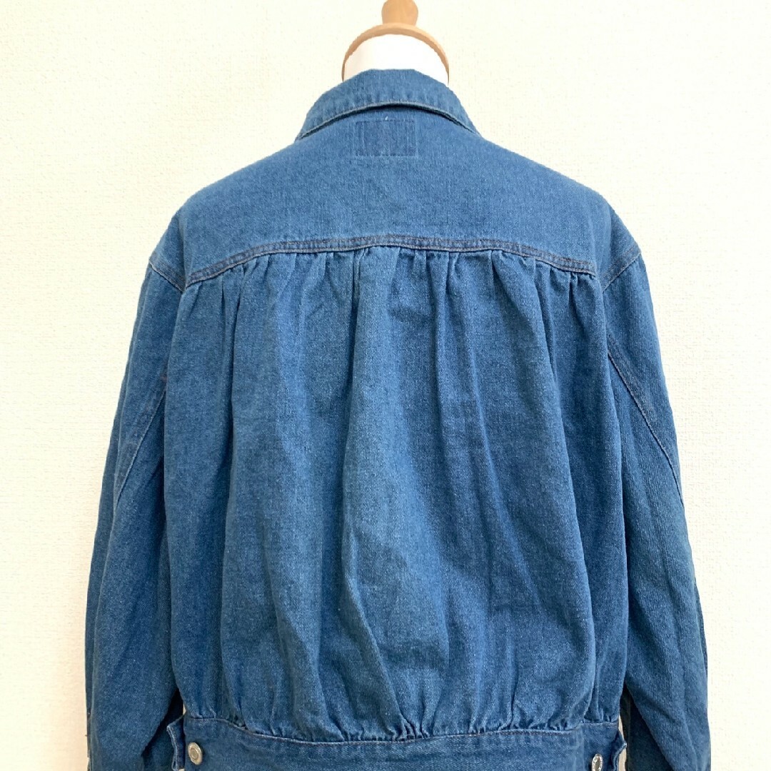 heather(ヘザー)のオリーブデオリーブ　デニムジャケット　F　ブルー　ギャザー　カジュアル　綿100 レディースのジャケット/アウター(Gジャン/デニムジャケット)の商品写真