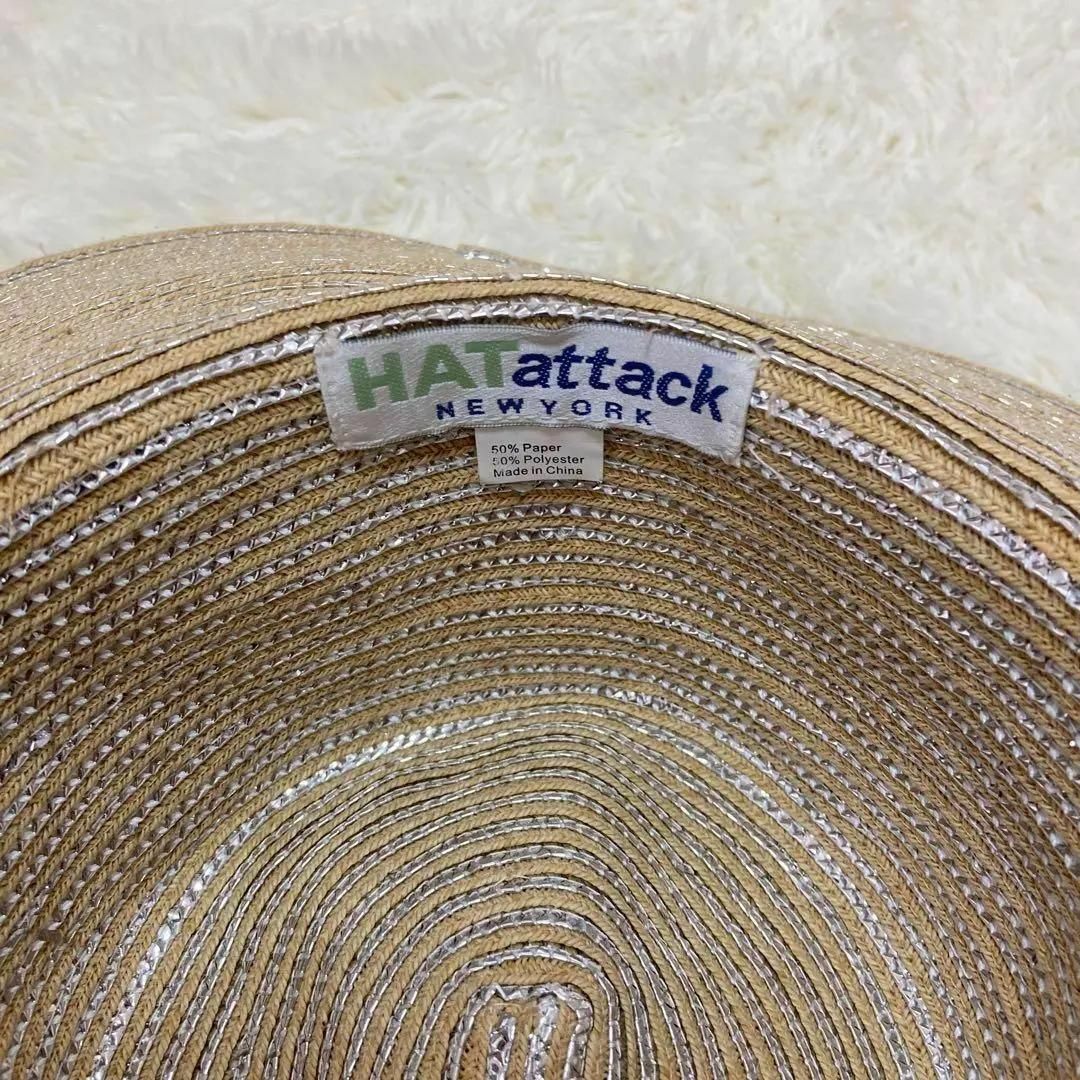 HAT attack(ハットアタック)のHATattack ハットアタック　麦わら 帽子 ハット　縞々　ストライプ レディースの帽子(麦わら帽子/ストローハット)の商品写真