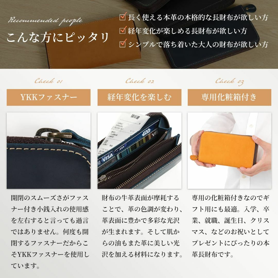 【色: グリーン】[亀登鞄製作所] 長財布 メンズ 財布 本革 YKKファスナー メンズのバッグ(その他)の商品写真
