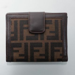 フェンディ(FENDI)のK3805M 良品 フェンディ ズッカ 生地&本革 二つ折 財布 ITALY製(財布)