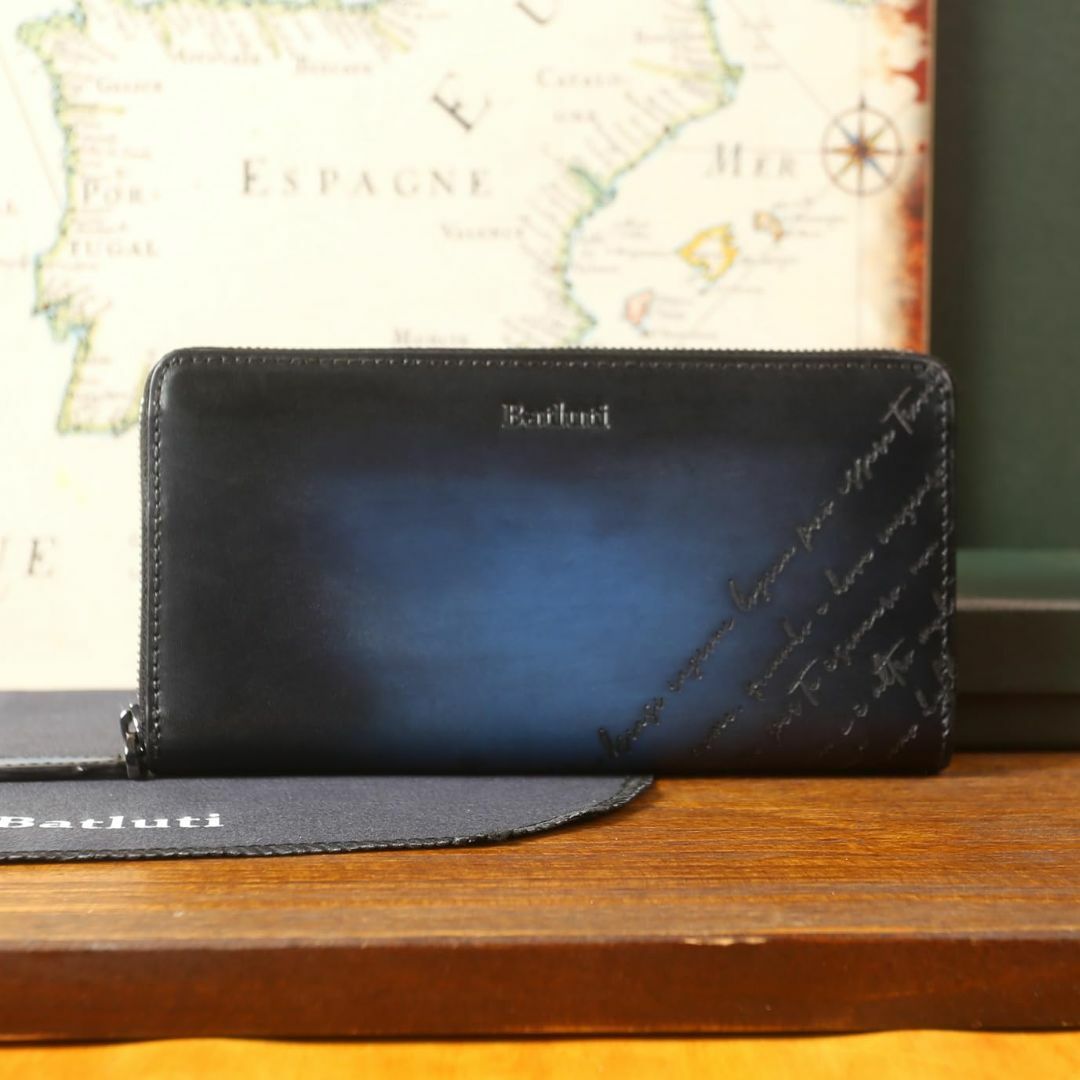 【色: Blue】[BATLUTI] レザー ラウンドファスナー 長財布 財布  メンズのバッグ(その他)の商品写真
