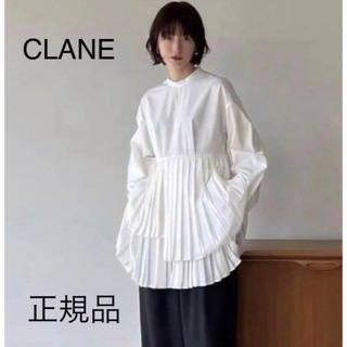 CLANE - CLANE シェイプラインプリーツトップス ホワイト