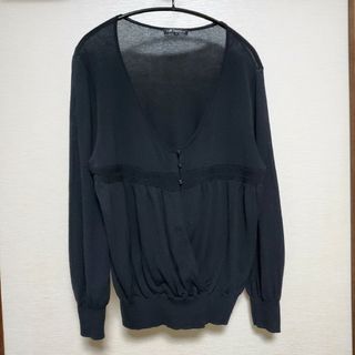 ニジュウサンク(23区)の23区 ブラック カシュクール 春ニット 大きいサイズ46(ニット/セーター)