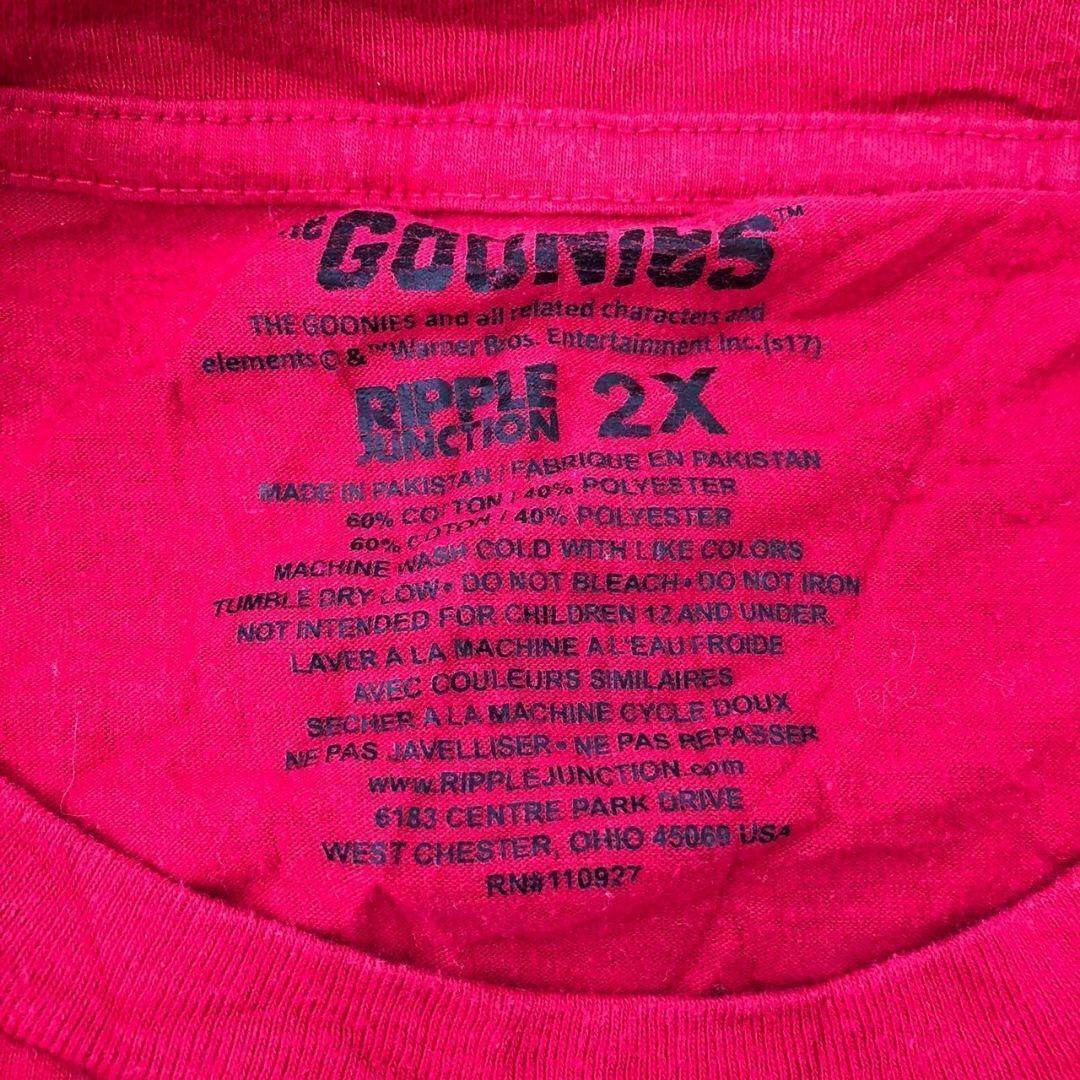【k4375】USA古着グーニーズムービープリント半袖ビッグTシャツ2XL メンズのトップス(Tシャツ/カットソー(半袖/袖なし))の商品写真