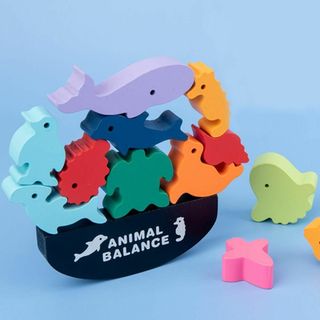 知育玩具 バランスゲーム 動物 アニマル 幼児教育 モンテッソーリ（海の生き物）(積み木/ブロック)