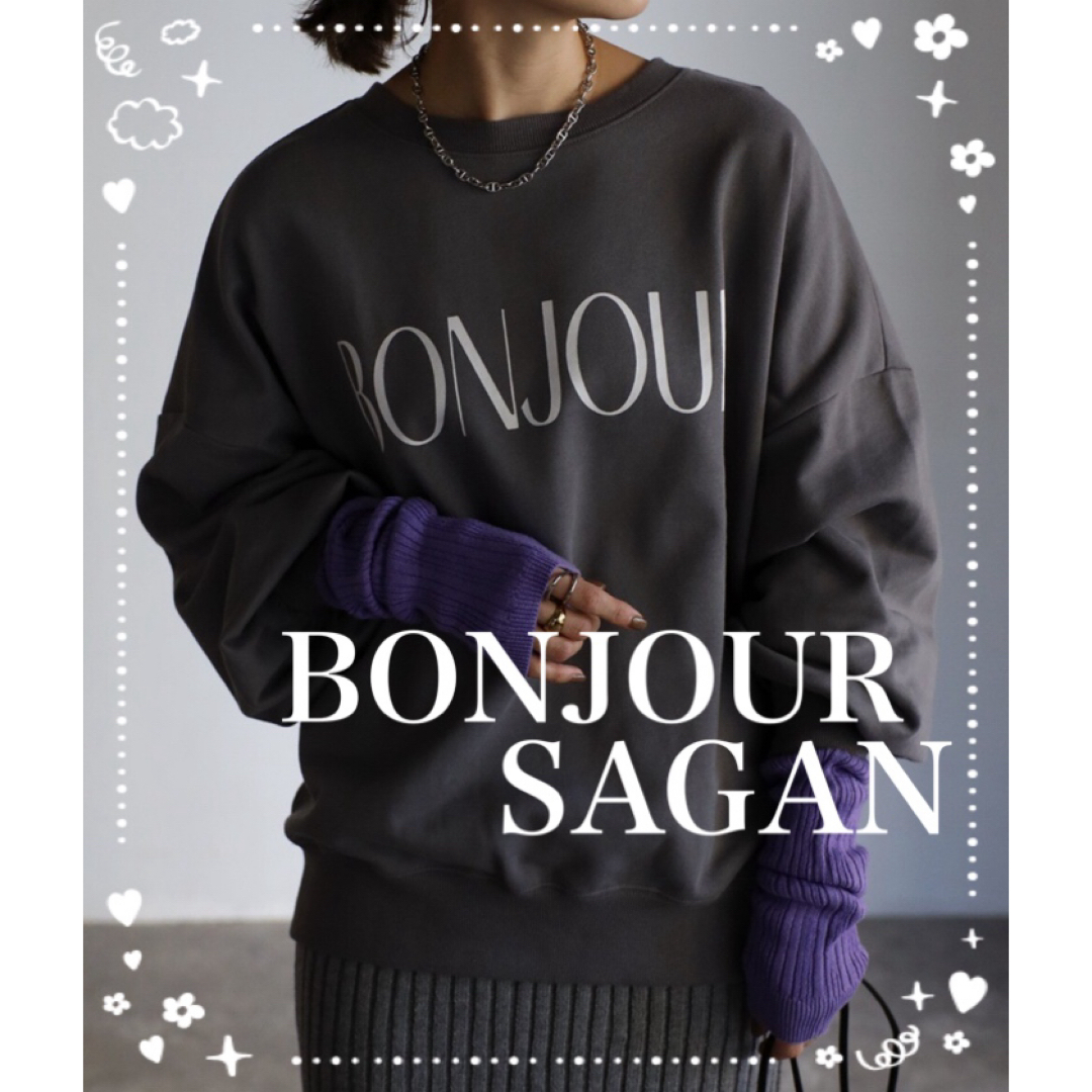 BONJOUR SAGAN(ボンジュールサガン)のBonjour sagan  BONJOURロゴスウェット　チャコールグレー レディースのトップス(トレーナー/スウェット)の商品写真