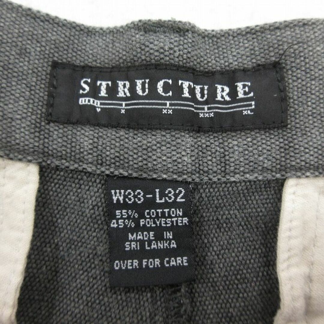 W33★古着 STRUCTURE パンツ メンズ 00年代 00s 濃グレー 24may20 中古 ボトムス ロング メンズのパンツ(ワークパンツ/カーゴパンツ)の商品写真