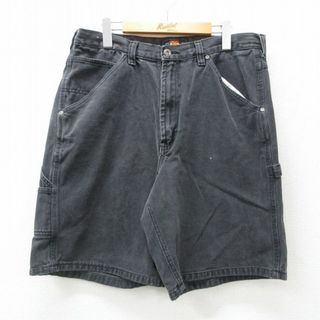 W36★古着 ルート66 ショート ペインター パンツ ショーツ メンズ 00年代 00s コットン 黒 ブラック デニム 24may20 中古 ボトムス 短パン ショーパン(ワークパンツ/カーゴパンツ)