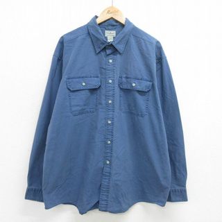 L.L.Bean - XL★古着 エルエルビーン LLBEAN 長袖 ブランド シャツ メンズ 00年代 00s 大きいサイズ ロング丈 紺 ネイビー 24may20 中古 トップス