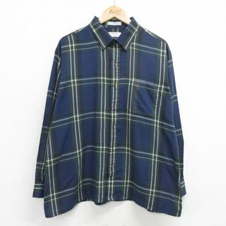 XL★古着 アロー 長袖 シャツ メンズ 90年代 90s 大きいサイズ 紺他 ネイビー チェック 24may20 中古 トップス