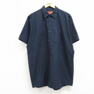 RED KAP - XL★古着 レッドキャップ 半袖 ワーク シャツ メンズ 00年代 00s 紺 ネイビー 24may20 中古 トップス