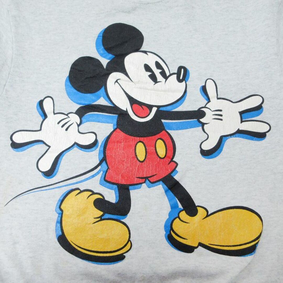 Disney(ディズニー)のM★古着 長袖 スウェット メンズ 90年代 90s ディズニー DISNEY ミッキー MICKEY MOUSE クルーネック 薄グレー 霜降り 24may20 中古 スエット トレーナー トップス メンズのトップス(パーカー)の商品写真