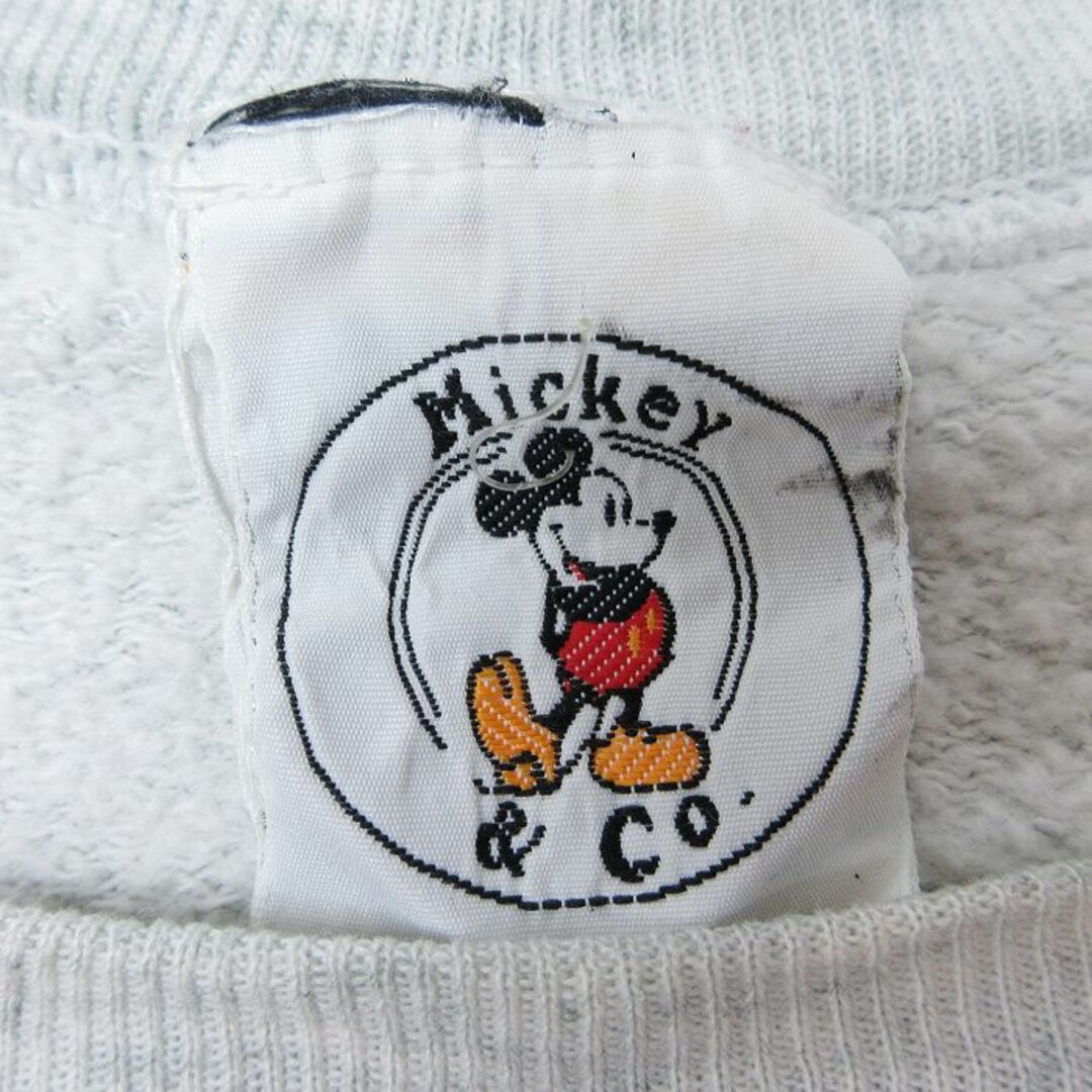 Disney(ディズニー)のM★古着 長袖 スウェット メンズ 90年代 90s ディズニー DISNEY ミッキー MICKEY MOUSE クルーネック 薄グレー 霜降り 24may20 中古 スエット トレーナー トップス メンズのトップス(パーカー)の商品写真