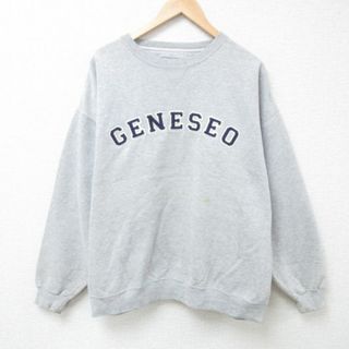 XL★古着 長袖 スウェット メンズ 00年代 00s GENESEO 大きいサイズ クルーネック グレー 霜降り 24may20 中古 スエット トレーナー トップス(パーカー)