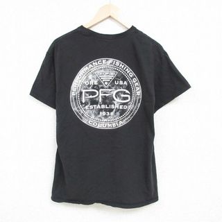 Columbia - XL★古着 コロンビア COLUMBIA Columbia 半袖 ブランド Tシャツ メンズ ワンポイントロゴ コットン クルーネック 黒 ブラック 24may20 中古