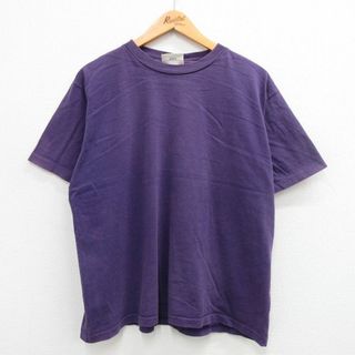 XL★古着 半袖 ビンテージ Tシャツ メンズ 00年代 00s 無地 コットン クルーネック カナダ製 紫 パープル 24may20 中古(Tシャツ/カットソー(半袖/袖なし))