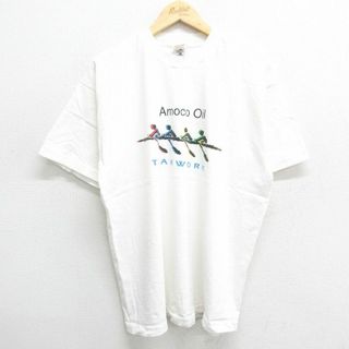 フルーツオブザルーム(FRUIT OF THE LOOM)のXL★古着 フルーツオブザルーム 半袖 ビンテージ Tシャツ メンズ 00年代 00s Amoco Oil コットン クルーネック 白 ホワイト 24may20 中古(Tシャツ/カットソー(半袖/袖なし))