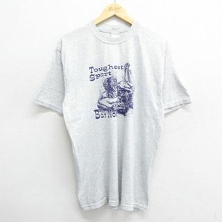 L★古着 半袖 ビンテージ Tシャツ メンズ 00年代 00s Bar None レスリング クルーネック 薄グレー 霜降り 24may20 中古(Tシャツ/カットソー(半袖/袖なし))