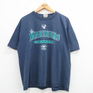 Lee - XL★古着 リー Lee 半袖 ビンテージ Tシャツ メンズ 00年代 00s MLB シアトルマリナーズ 大きいサイズ クルーネック 紺 ネイビー メジャーリーグ ベースボール 野球 24may20 中古