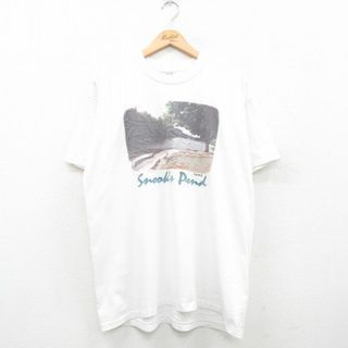 XL★古着 オニータ ONEITA 半袖 ビンテージ Tシャツ メンズ 90年代 90s スヌークス池 大きいサイズ クルーネック 白 ホワイト 24may20 中古(Tシャツ/カットソー(半袖/袖なし))