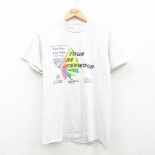 M★古着 オニータ ONEITA 半袖 ビンテージ Tシャツ メンズ 90年代 90s リンウッド 企業広告 クルーネック 薄グレー 霜降り 24may20 中古(Tシャツ/カットソー(半袖/袖なし))