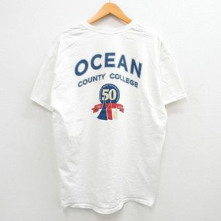 XL★古着 半袖 ビンテージ Tシャツ メンズ 00年代 00s オーシャン大学 大きいサイズ コットン クルーネック 白 ホワイト 24may20 中古(Tシャツ/カットソー(半袖/袖なし))