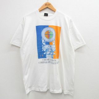 フルーツオブザルーム(FRUIT OF THE LOOM)のXL★古着 フルーツオブザルーム 半袖 ビンテージ Tシャツ メンズ 90年代 90s ケミカルバンク クルーネック USA製 白 ホワイト 【spe】 24may20 中古(Tシャツ/カットソー(半袖/袖なし))