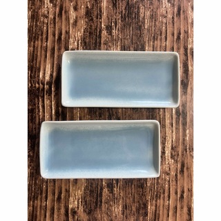 ブルー 長皿2枚 お刺身皿 焼き魚皿 オシャレ カフェ風 和洋食器 せっ器(食器)