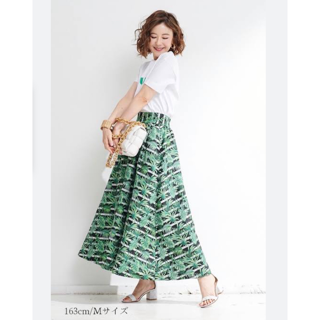 OBLI(オブリ)の定価3.4万　オブリ　リーフストライプ　スカート　フレア　ジャガード　ロング レディースのスカート(ロングスカート)の商品写真