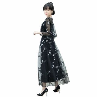 【色:ネイビー_サイズ:S】[EightSTAR Dress] 結婚式ドレス ロ(その他)