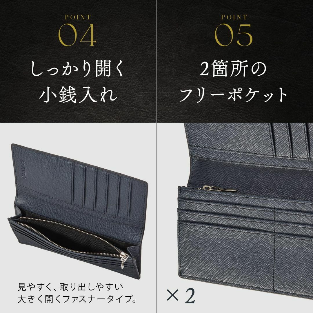 【色: ネイビー】[グレヴィオ] カーボンレザー YKKファスナー 薄型 長財布 メンズのバッグ(その他)の商品写真
