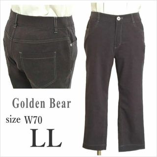 ゴールデンベア(Golden Bear)の［Golden Bear］黒クロップド丈パンツ 綿麻混 レディース LL位(クロップドパンツ)