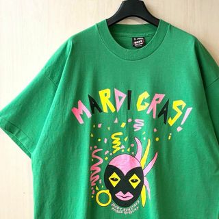 フルーツオブザルーム(FRUIT OF THE LOOM)の90sUSA製古着　ヴィンテージ　Tシャツ　マルディグラ祭り　仮面　グラフィック(Tシャツ/カットソー(半袖/袖なし))