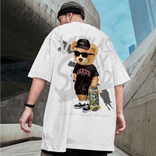 【大人気】XL　ビッグロゴTシャツ　くま　オーバーサイズ　ストリート　白(Tシャツ/カットソー(半袖/袖なし))