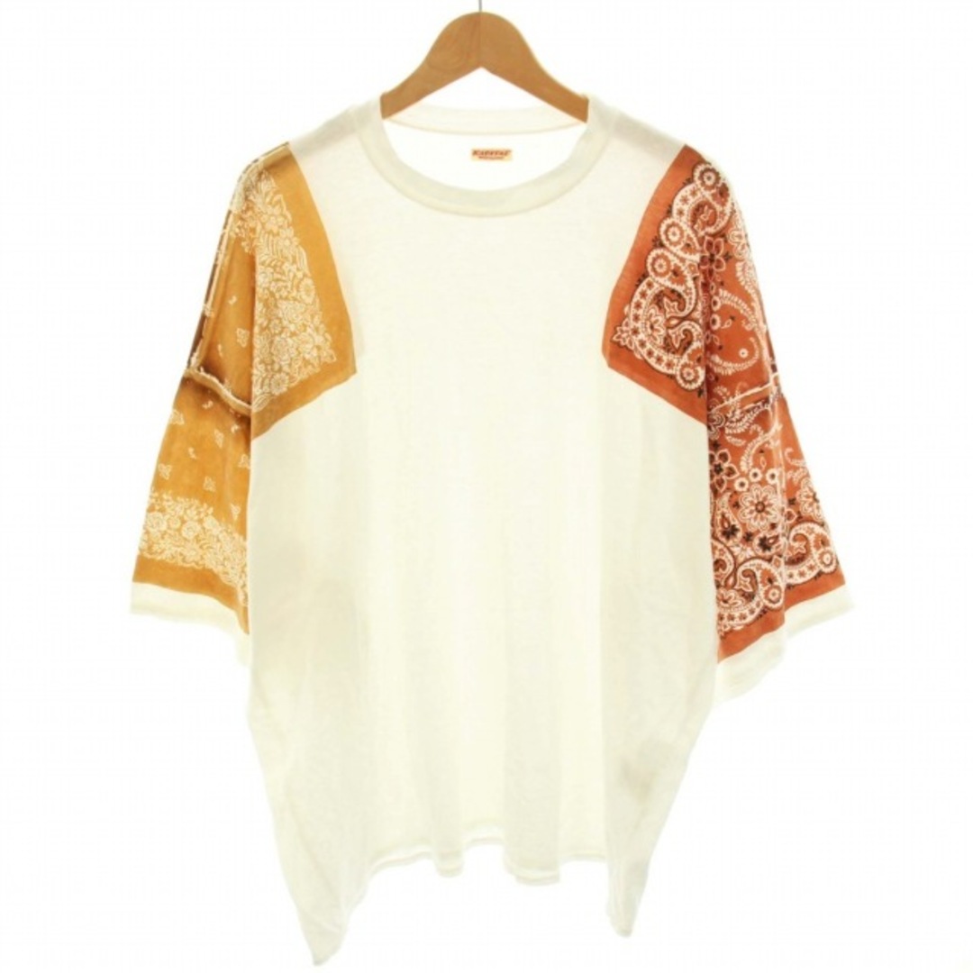 KAPITAL(キャピタル)のkapital BANDANA BIG TEE Tシャツ 七分袖 1 S 白 茶 レディースのトップス(Tシャツ(長袖/七分))の商品写真
