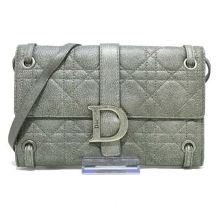 Christian Dior - DIOR/ChristianDior(ディオール/クリスチャンディオール) 財布 カナージュステッチ ダークグレー ショルダーウォレット/ストラップ取外可 レザー