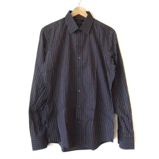 グッチ(Gucci)のGUCCI(グッチ) 長袖シャツ メンズ - 黒×グレー ストライプ(シャツ)