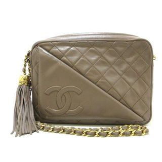 シャネル(CHANEL)のCHANEL(シャネル) ショルダーバッグ レディース マトラッセ グレーベージュ ゴールド金具/チェーンショルダー/タッセル ラムスキン(ショルダーバッグ)