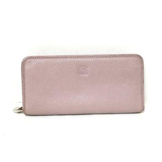 ロエベ(LOEWE)のLOEWE(ロエベ) 長財布 - ピンクベージュ ラウンドファスナー/パドロック(南京錠) レザー(財布)