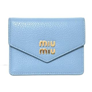 ミュウミュウ(miumiu)のmiumiu(ミュウミュウ) カードケース - 5MF031 ブルーグレー レザー(名刺入れ/定期入れ)